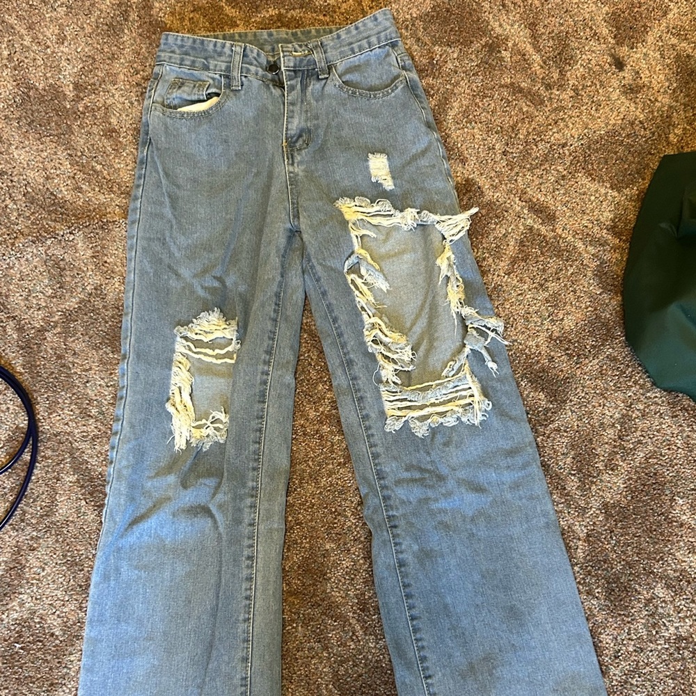 Oversized Distressed Ripped Jeans